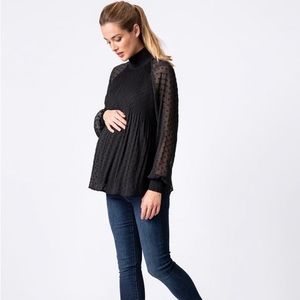 Seraphine Black Pleated Maternity Blouse